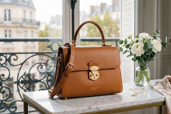 French-style handbag elegant leather finish French handbag elegant design leather construction