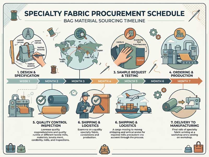 specialty fabric procurement schedule bag material sourcing timeline