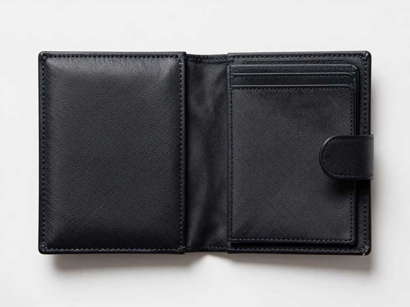 RFID shielding coverage pattern comparison RFID wallet interior showing full-coverage versus partial-coverage shielding