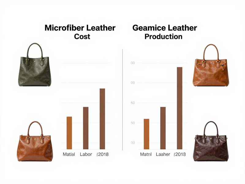 Manufacturing cost analysis: microfiber leather vs genuine leather for bags cost breakdown comparison chart for microfiber leather versus genuine leather in bag production